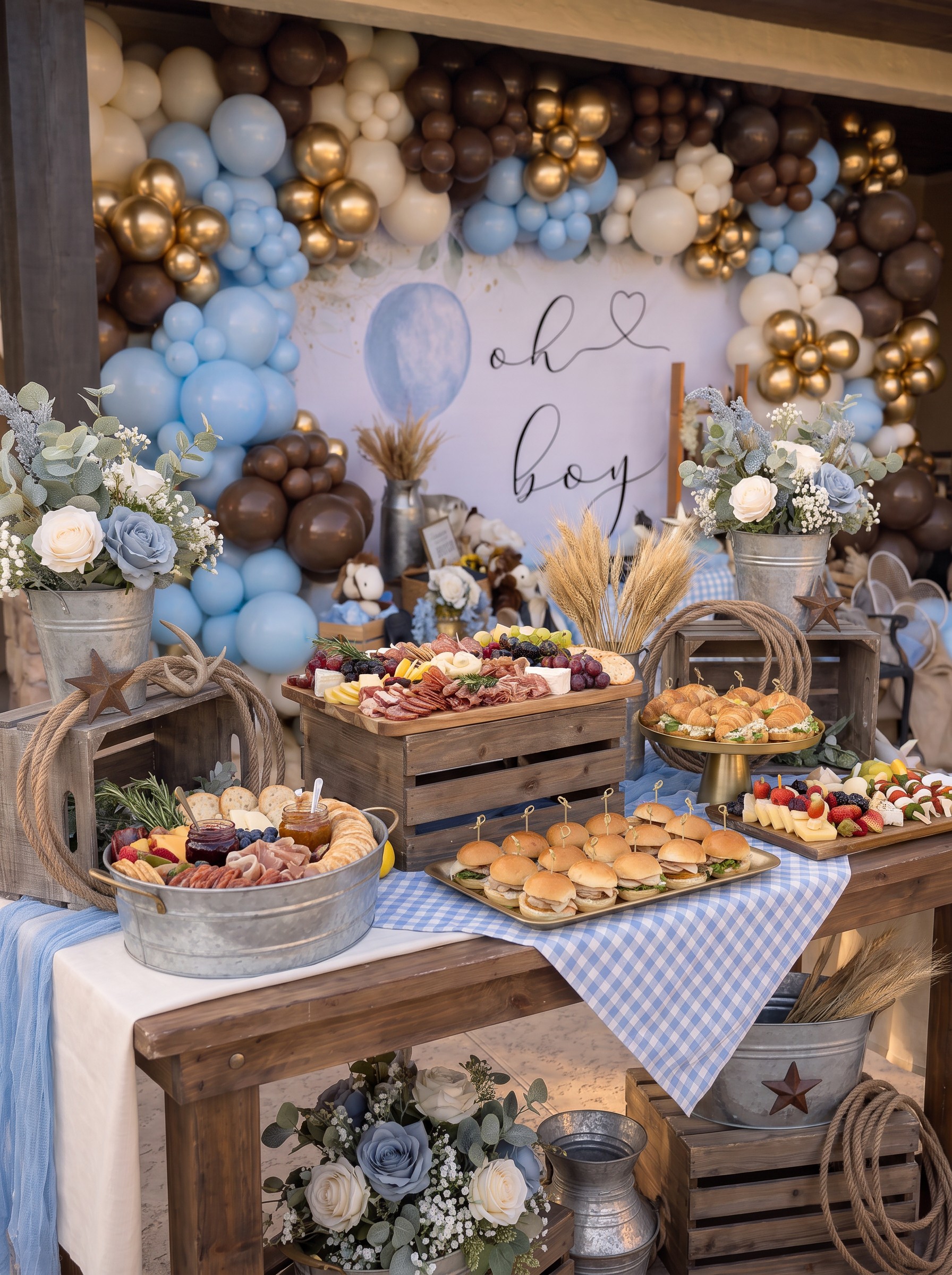 Event photo from Oh Baby! Country Western Baby Shower by Poppin Social: FOOD 04 Country Western Savory Buffet.