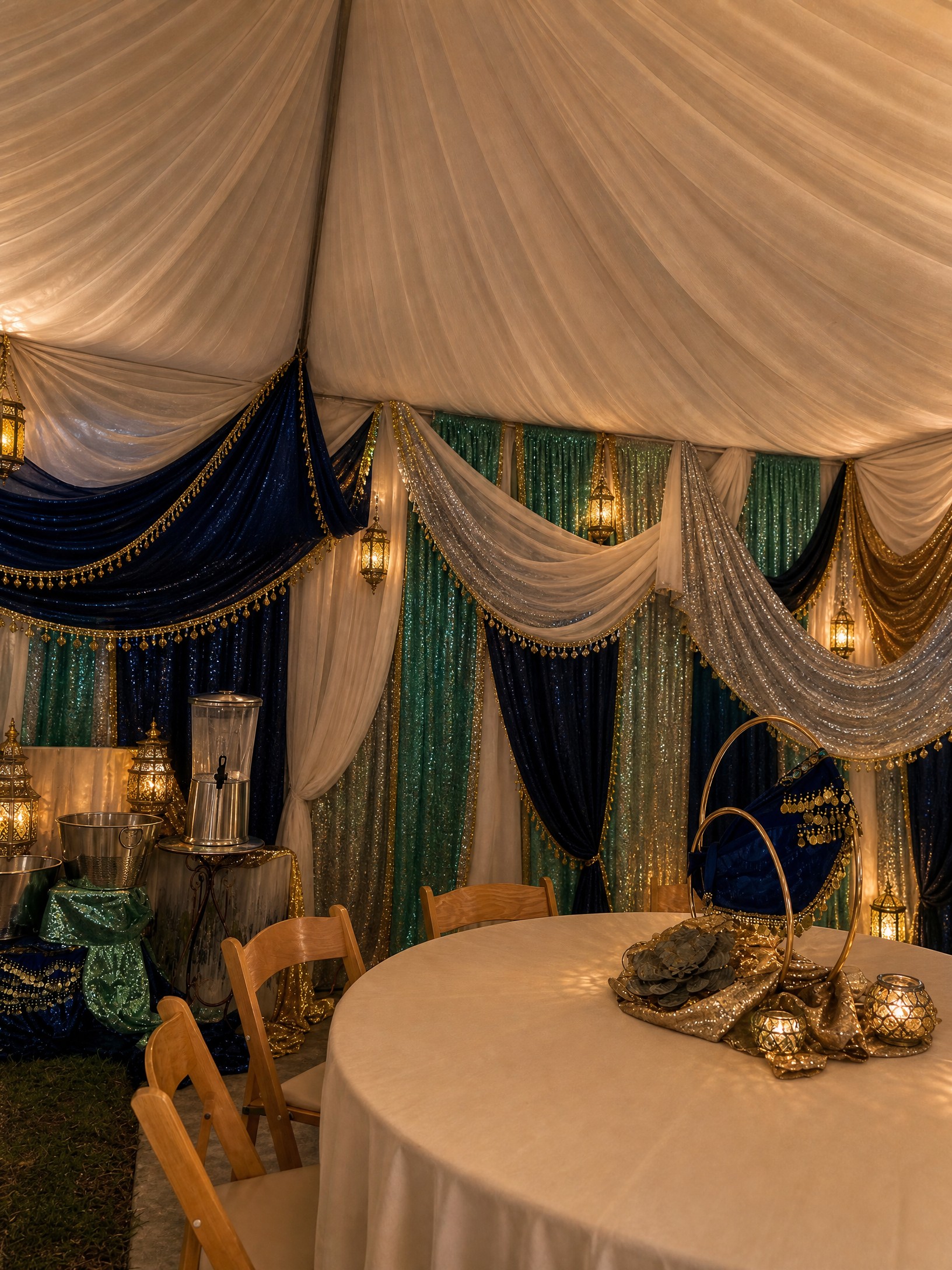 Event photo from Indian-Inspired Engagement Party by Poppin Social: 06 Engagement Draping.