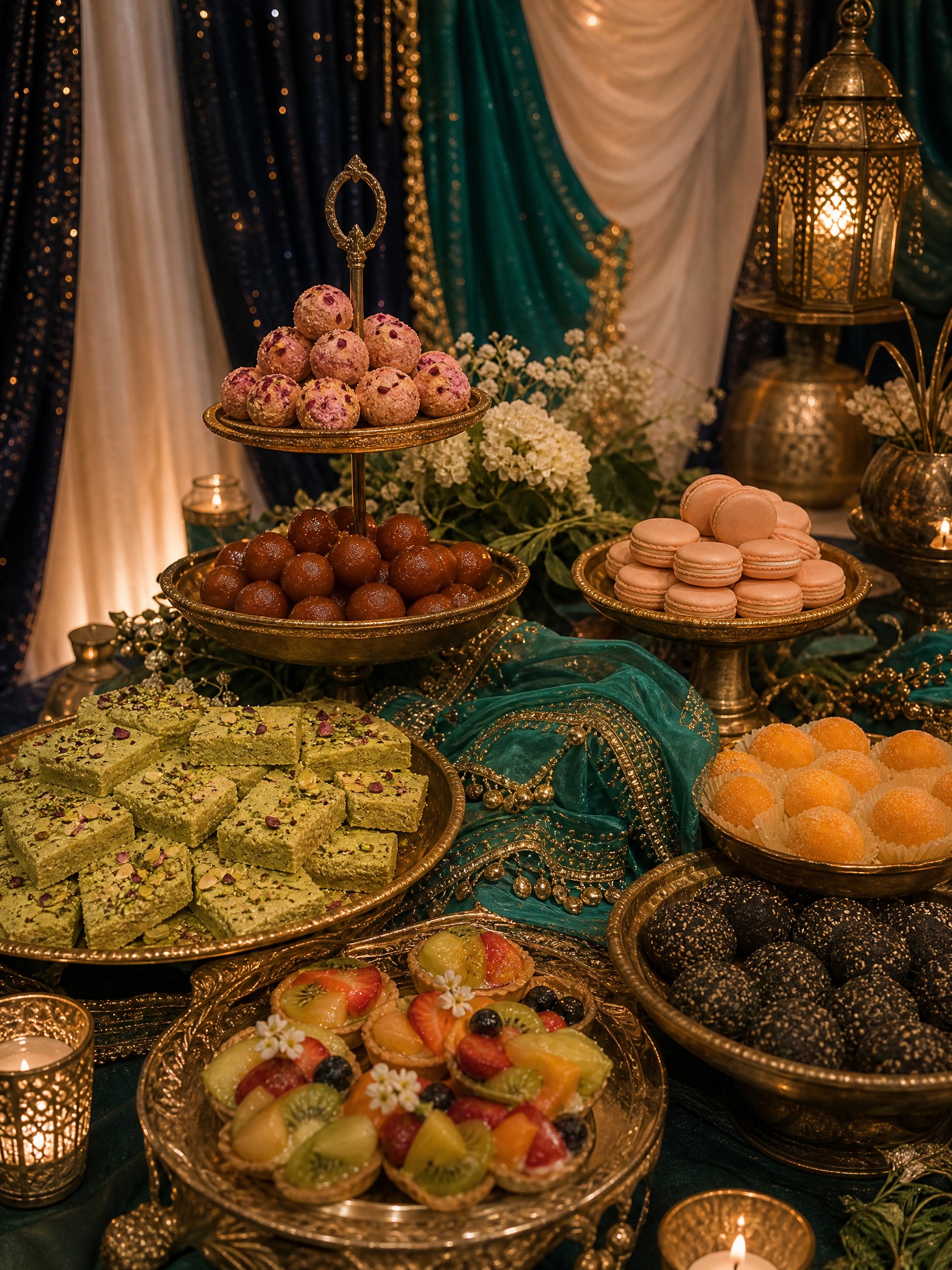 Event photo from Indian-Inspired Engagement Party by Poppin Social: DESSERT 02 Indian Asian Sweets Detail.