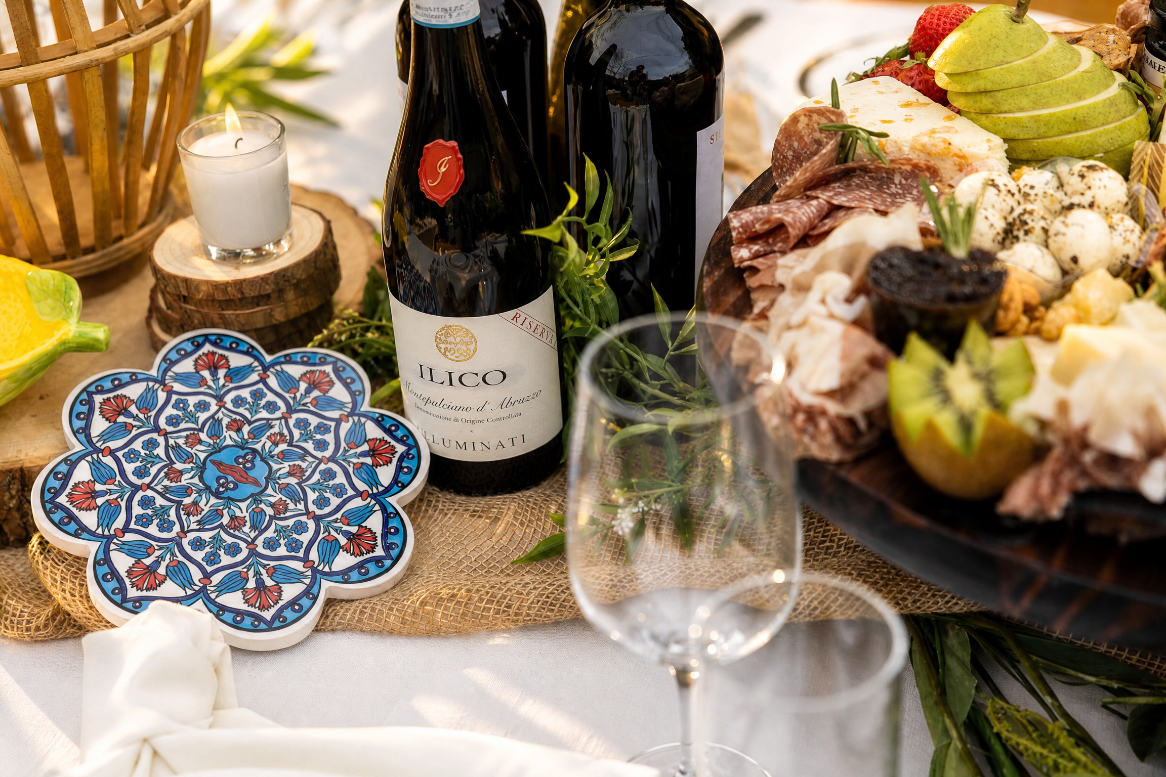 Event photo from Italian-Inspired Backyard Dinner Party by Poppin Social: 09 Italian Wine Charcuterie Detail.