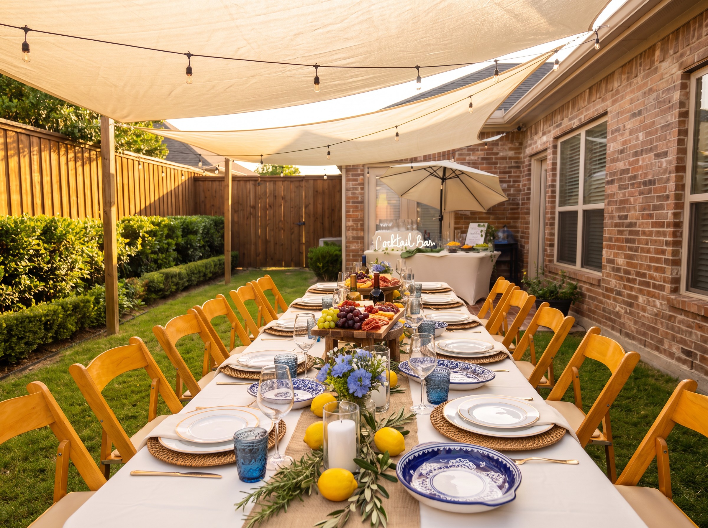 Event photo from Italian-Inspired Backyard Dinner Party by Poppin Social: 03 Italian Backyard Reverse House View.