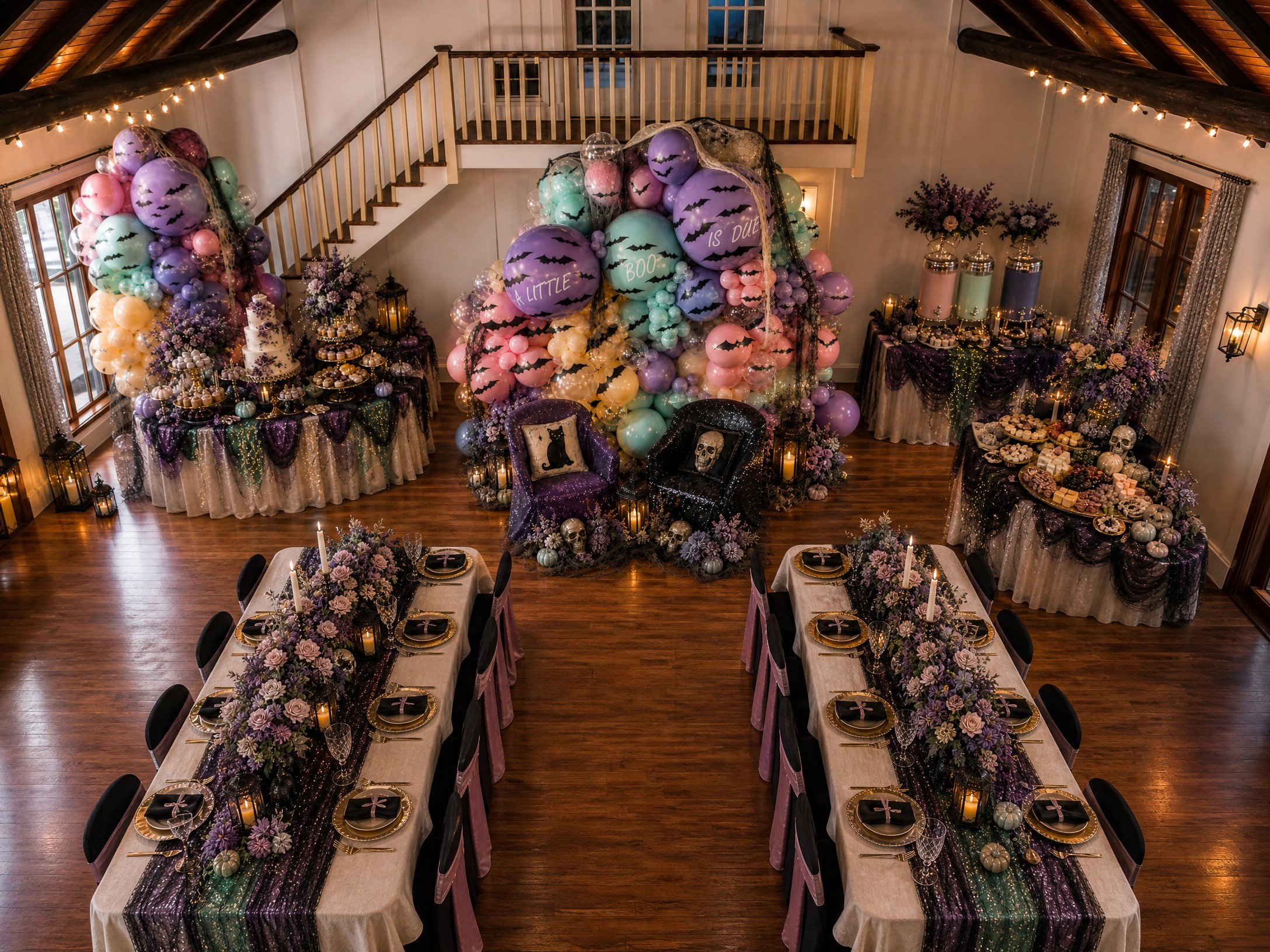 Event photo from A Little Boo Is Due Baby Shower by Poppin Social: 03 Halloween Mezzanine Overview.