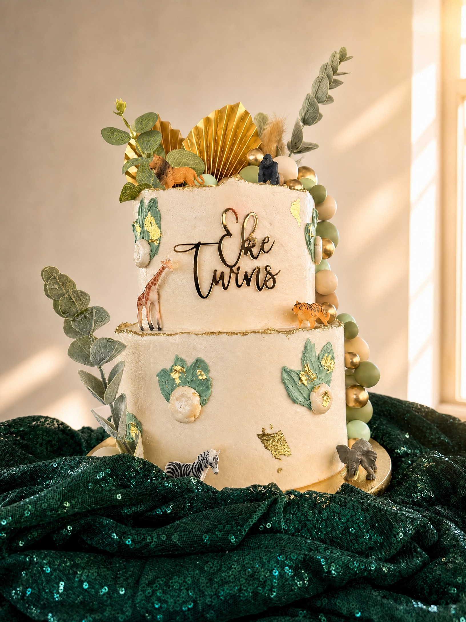 Event photo from Wildly Loved Twin Baby Shower by Poppin Social: 02 Eke Twins Safari Cake Hero.